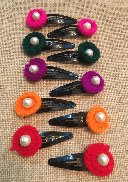 Crochet handmade Hair clips ( COMBO OFFER - 5 SET PAIR ) - image 4